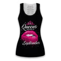 Bikergod Lip Queens Are Born In Custom Month Hollow Tanktop Legging Set Design 3D Full Printed TLDH18