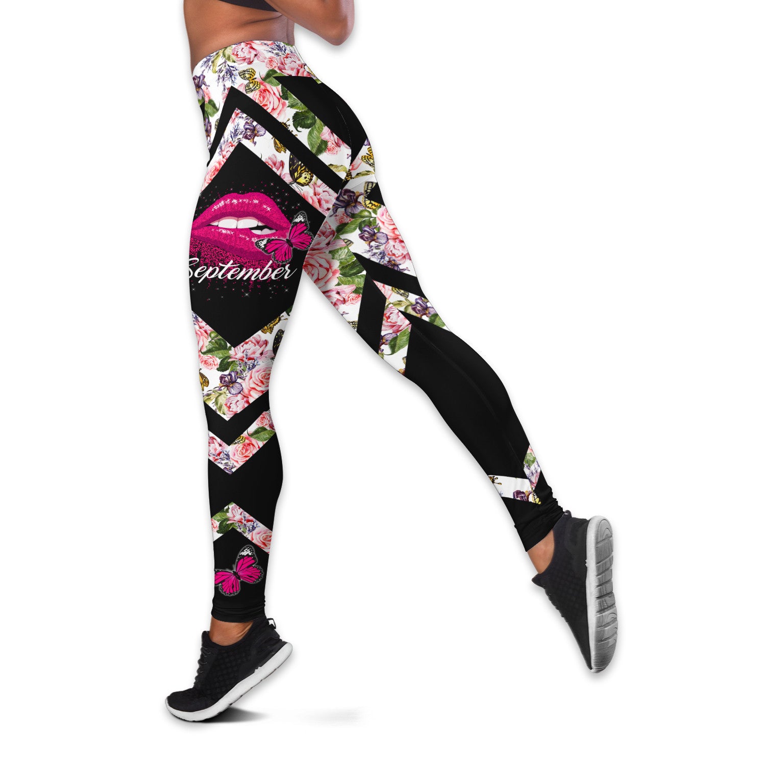 Bikergod Lip Queens Are Born In Custom Month Hollow Tanktop Legging Set Design 3D Full Printed TLDH18