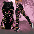 Bikergod Pink Deer Couple Silhouette Hollow Tanktop Legging Set Design 3D Full Printed TLDH21