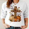 Bikergod Give Thanks To The Lord Sweatshirt 2D Sizes S - 5XL Floral Fall Sweatshirt ,Autumn Vibes Sweatshirt, Christian Fall Coquette, Pumpkin Spice Hoodie LN100725SW25