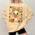 Bikergod Halloween Duck Sweatshirt 2D Sizes S - 5XL Funny Halloween Goose, Girly Pumpkin Sweater, Duck Fall Sweatshirt, Boho Halloween Top, Goose Pumpkin Jumper LN100725SW26