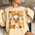 Bikergod Halloween Duck Sweatshirt 2D Sizes S - 5XL Funny Halloween Goose, Girly Pumpkin Sweater, Duck Fall Sweatshirt, Boho Halloween Top, Goose Pumpkin Jumper LN100725SW26