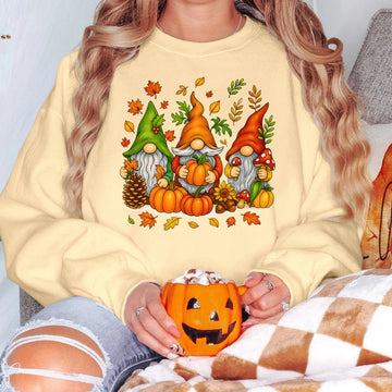 Bikergod Fall Gnome Sweatshirt 2D Sizes S - 5XL Halloween Autumn Gnome Fall Shirt, Thanksgiving Hoodie, Fall Season Crewneck LN100725SW29