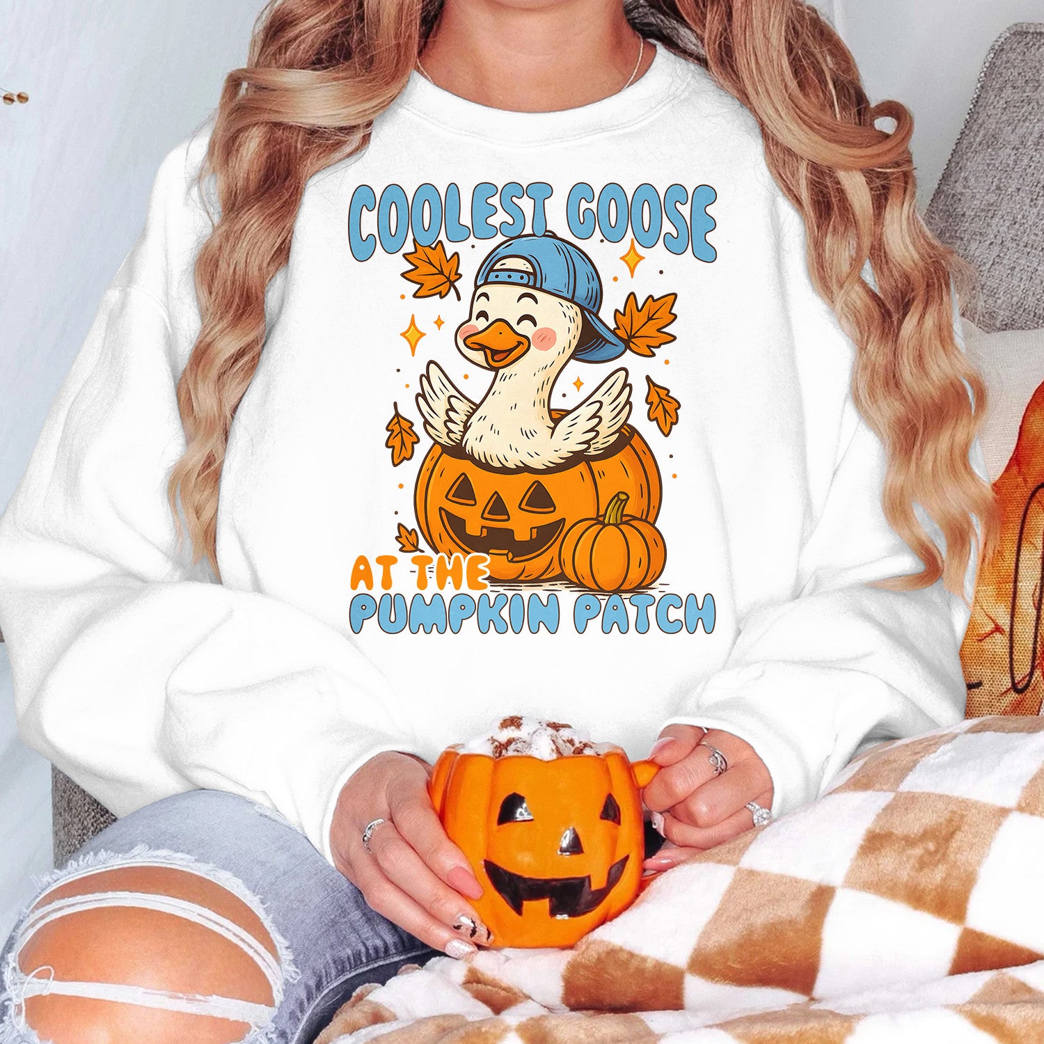 Bikergod Coolest Goose Sweatshirt 2D Sizes S - 5XL Fall Pumpkin Patch Shirt, Thanksgiving Hoodie, Funny Fall Season Crewneck LN140725SW31