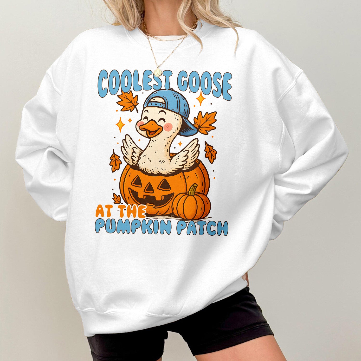 Bikergod Coolest Goose Sweatshirt 2D Sizes S - 5XL Fall Pumpkin Patch Shirt, Thanksgiving Hoodie, Funny Fall Season Crewneck LN140725SW31