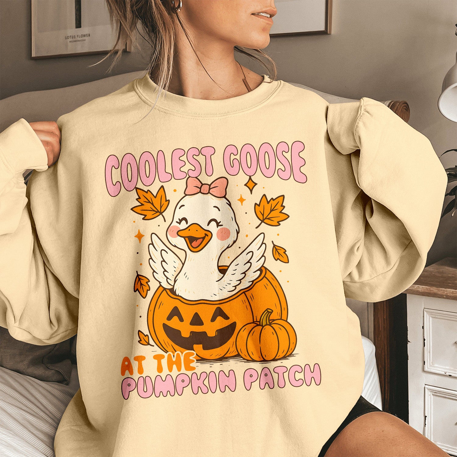 Bikergod Coolest Goose Sweatshirt 2D Sizes S - 5XL Fall Pumpkin Patch Shirt, Thanksgiving Hoodie, Funny Fall Season Crewneck LN140725SW31