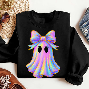 Bikergod Cute Ghost Sweatshirt 2D Sizes S - 5XL Halloween Ghost Fall Shirt, Thanksgiving Hoodie, Funny Fall Season Crewneck TLDH73