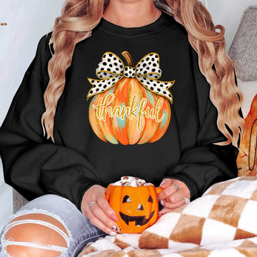 Bikergod Thankful Pumpkin Sweatshirt 2D Sizes S - 5XL Halloween Pumpkin Fall Shirt, Gift For Women Men, Fall Season Crewneck TLDH76