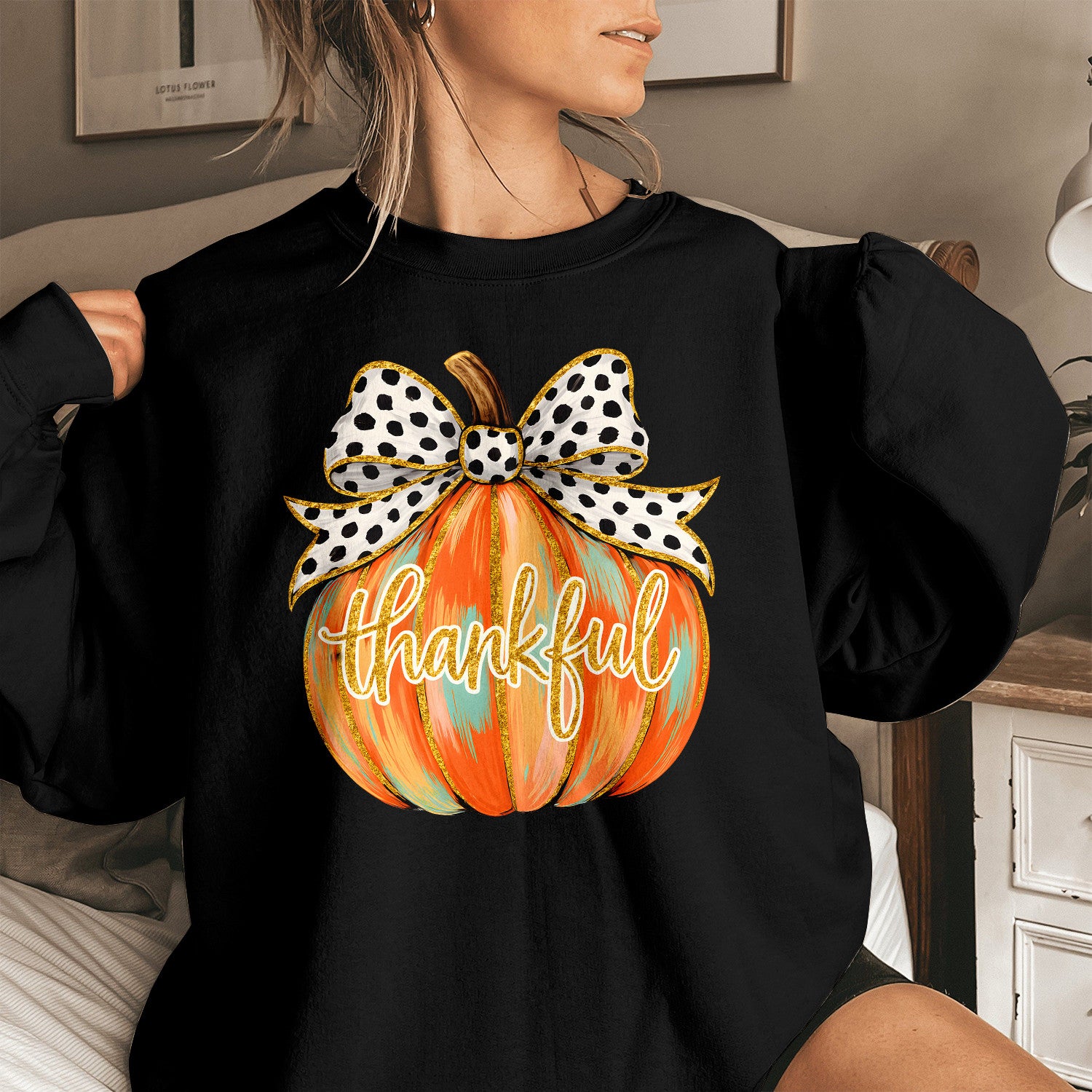 Bikergod Thankful Pumpkin Sweatshirt 2D Sizes S - 5XL Halloween Pumpkin Fall Shirt, Gift For Women Men, Fall Season Crewneck TLDH76