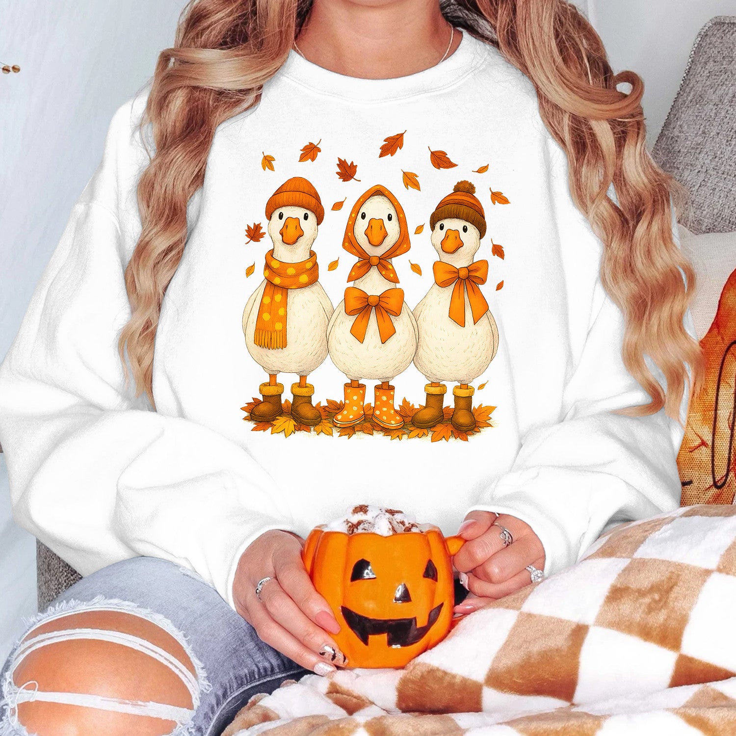 Bikergod Fall Goose Sweatshirt 2D Sizes S - 5XL Halloween Autumn Fall Shirt, Gift For Women Men, Thanksgiving Crewneck TLDH78