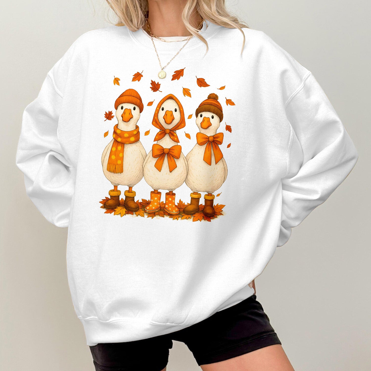 Bikergod Fall Goose Sweatshirt 2D Sizes S - 5XL Halloween Autumn Fall Shirt, Gift For Women Men, Thanksgiving Crewneck TLDH78