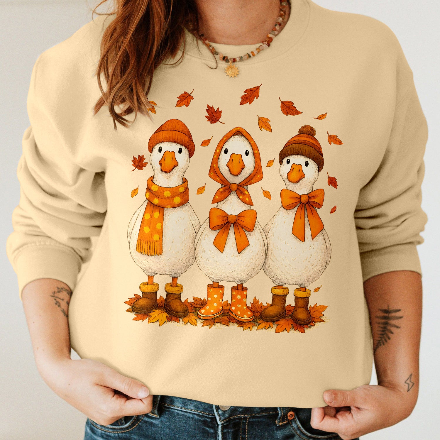 Bikergod Fall Goose Sweatshirt 2D Sizes S - 5XL Halloween Autumn Fall Shirt, Gift For Women Men, Thanksgiving Crewneck TLDH78