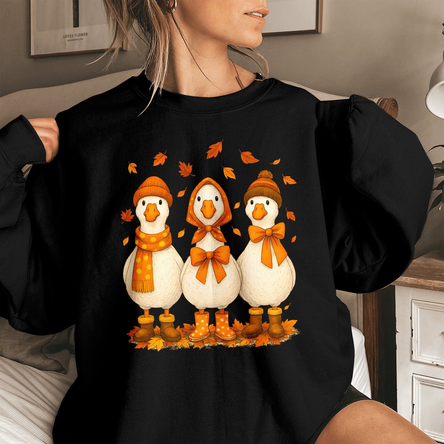 Bikergod Fall Goose Sweatshirt 2D Sizes S - 5XL Halloween Autumn Fall Shirt, Gift For Women Men, Thanksgiving Crewneck TLDH78