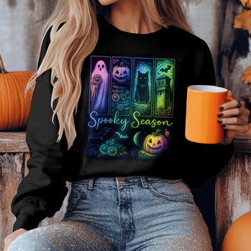 Bikergod Spooky Season Sweatshirt 2D Sizes S - 5XL Halloween Autumn Fall Shirt, Gift For Women Men, Funny Thanksgiving Crewneck TLDH93