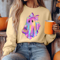 Bikergod Ghost Carrying Pumpkin Sweatshirt 2D Sizes S - 5XL Halloween Autumn Fall Shirt, Gift For Women Men, Funny Thanksgiving Crewneck TLDH94