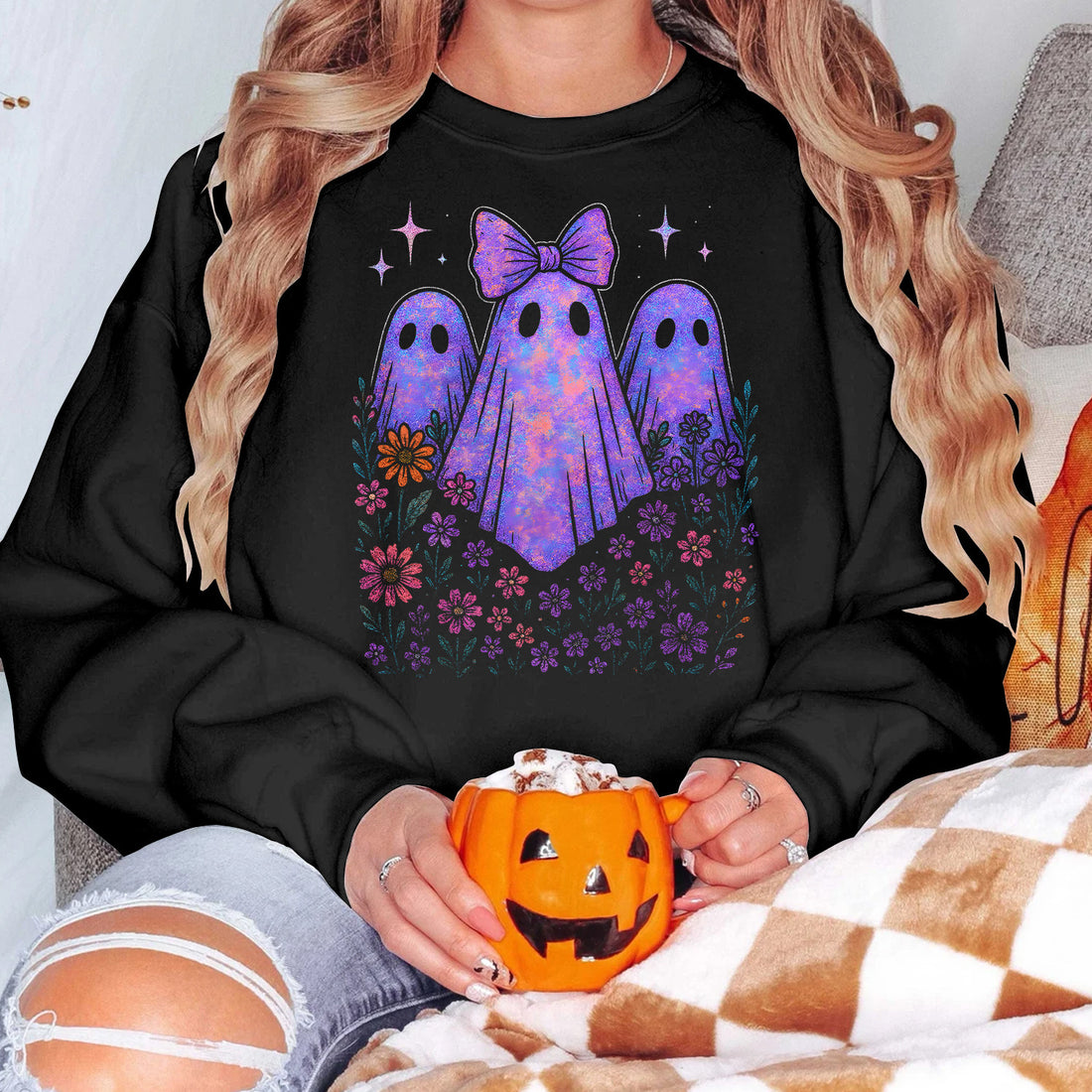 Bikergod Amazing Ghost Pumpkin Sweatshirt 2D Sizes S - 5XL Halloween Autumn Fall Shirt, Gift For Soccer Player, Funny Thanksgiving Crewneck TLDH109