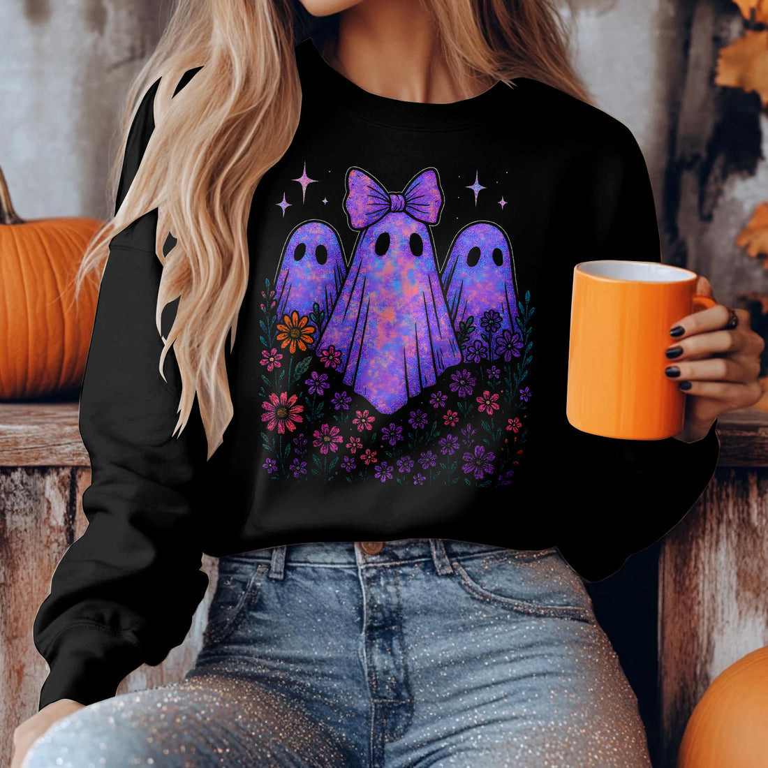 Bikergod Amazing Ghost Pumpkin Sweatshirt 2D Sizes S - 5XL Halloween Autumn Fall Shirt, Gift For Soccer Player, Funny Thanksgiving Crewneck TLDH109