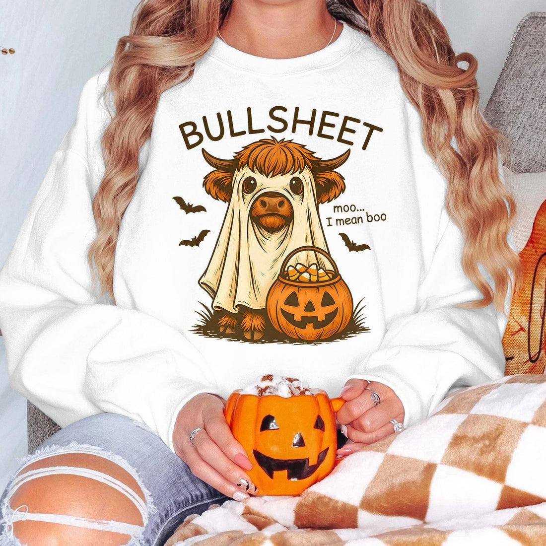 Bikergod Bullsheet Pumpkin Sweatshirt 2D Sizes S - 5XL Halloween Autumn Fall Shirt, Gift For Women Men, Funny Thanksgiving Crewneck TLDH111