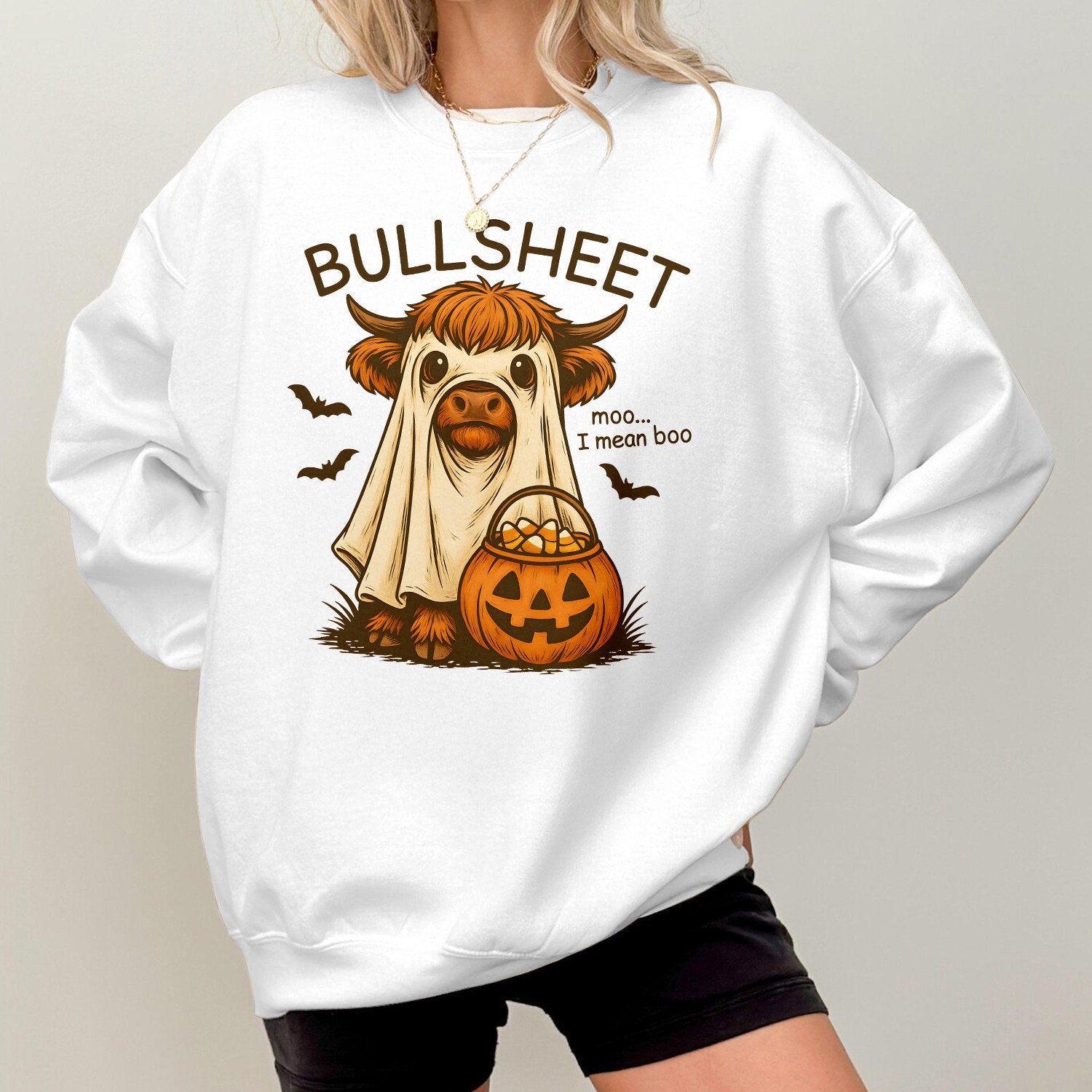 Bikergod Bullsheet Pumpkin Sweatshirt 2D Sizes S - 5XL Halloween Autumn Fall Shirt, Gift For Women Men, Funny Thanksgiving Crewneck TLDH111