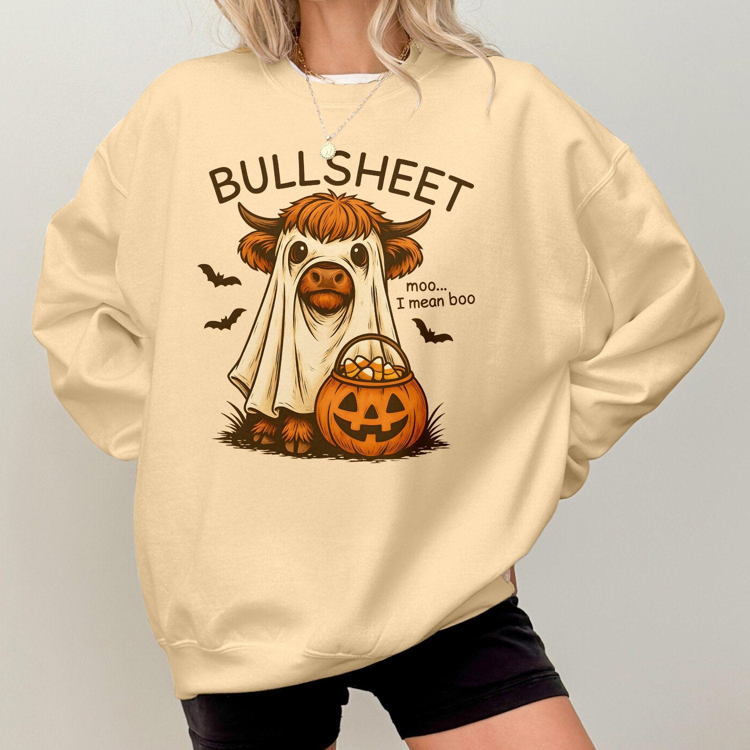 Bikergod Bullsheet Pumpkin Sweatshirt 2D Sizes S - 5XL Halloween Autumn Fall Shirt, Gift For Women Men, Funny Thanksgiving Crewneck TLDH111