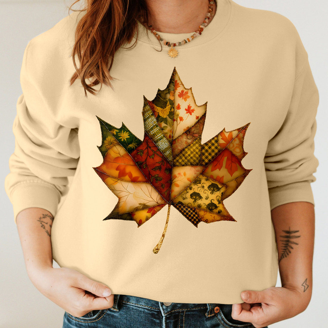 Bikergod Autumn Leaves Sweatshirt 2D Sizes S - 5XL Halloween Autumn Fall Shirt, Gift For Women Men, Funny Thanksgiving Crewneck TLDH114
