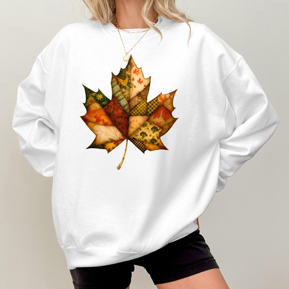Bikergod Autumn Leaves Sweatshirt 2D Sizes S - 5XL Halloween Autumn Fall Shirt, Gift For Women Men, Funny Thanksgiving Crewneck TLDH114