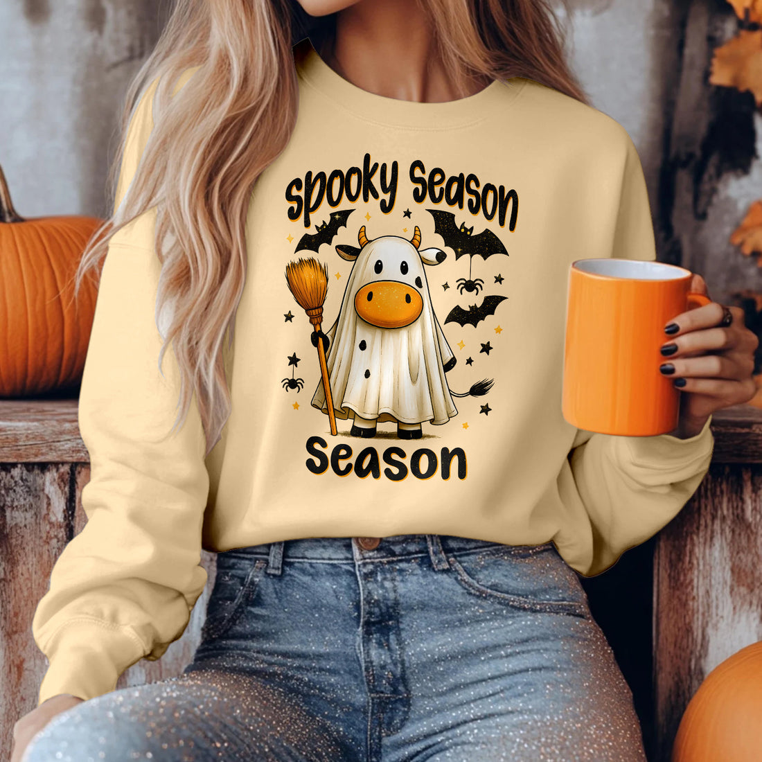 Bikergod Funny Ghost Spooky Season Sweatshirt 2D Sizes S - 5XL Halloween Autumn Fall Shirt, Gift For Women Men, Funny Halloween Crewneck TLDH115