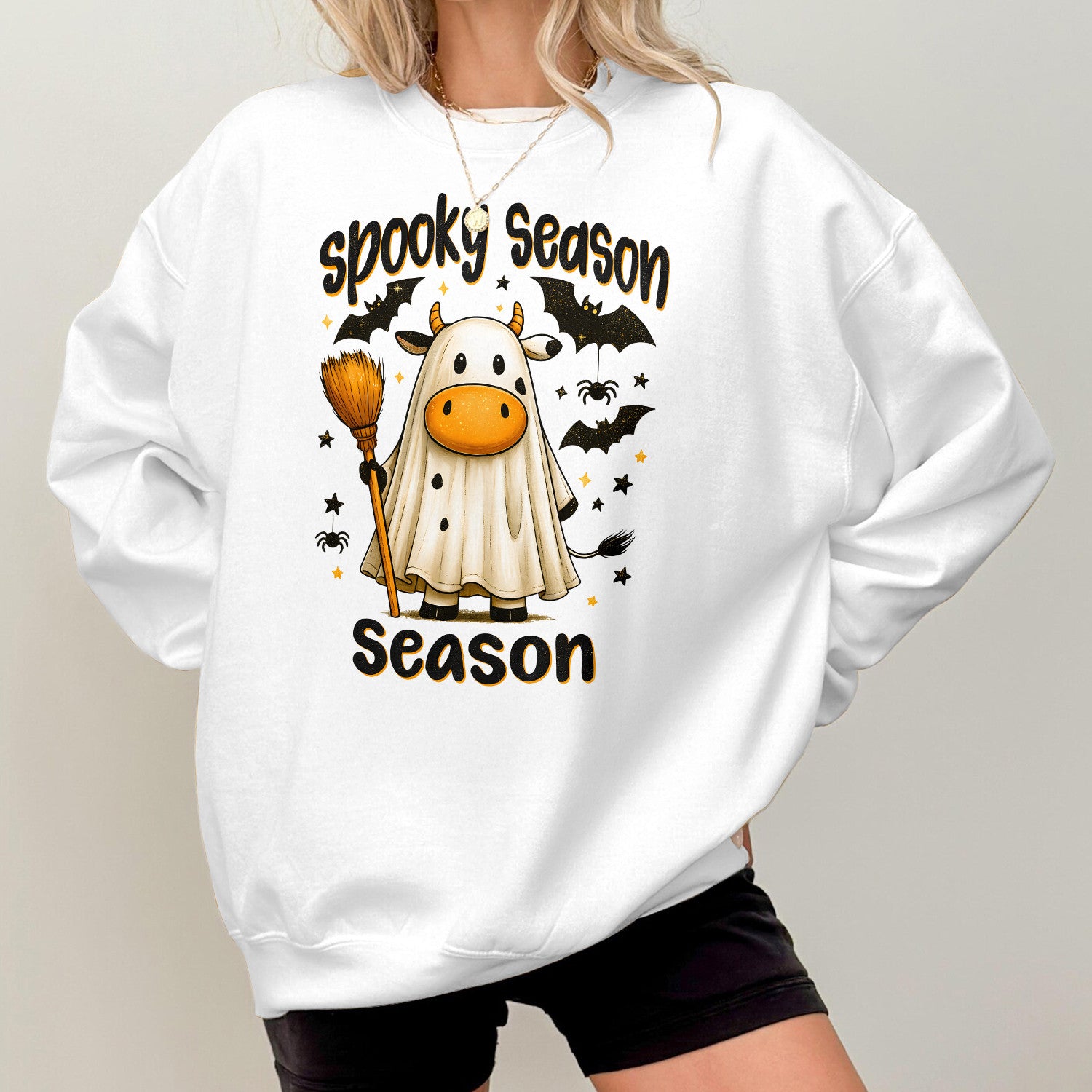 Bikergod Funny Ghost Spooky Season Sweatshirt 2D Sizes S - 5XL Halloween Autumn Fall Shirt, Gift For Women Men, Funny Halloween Crewneck TLDH115