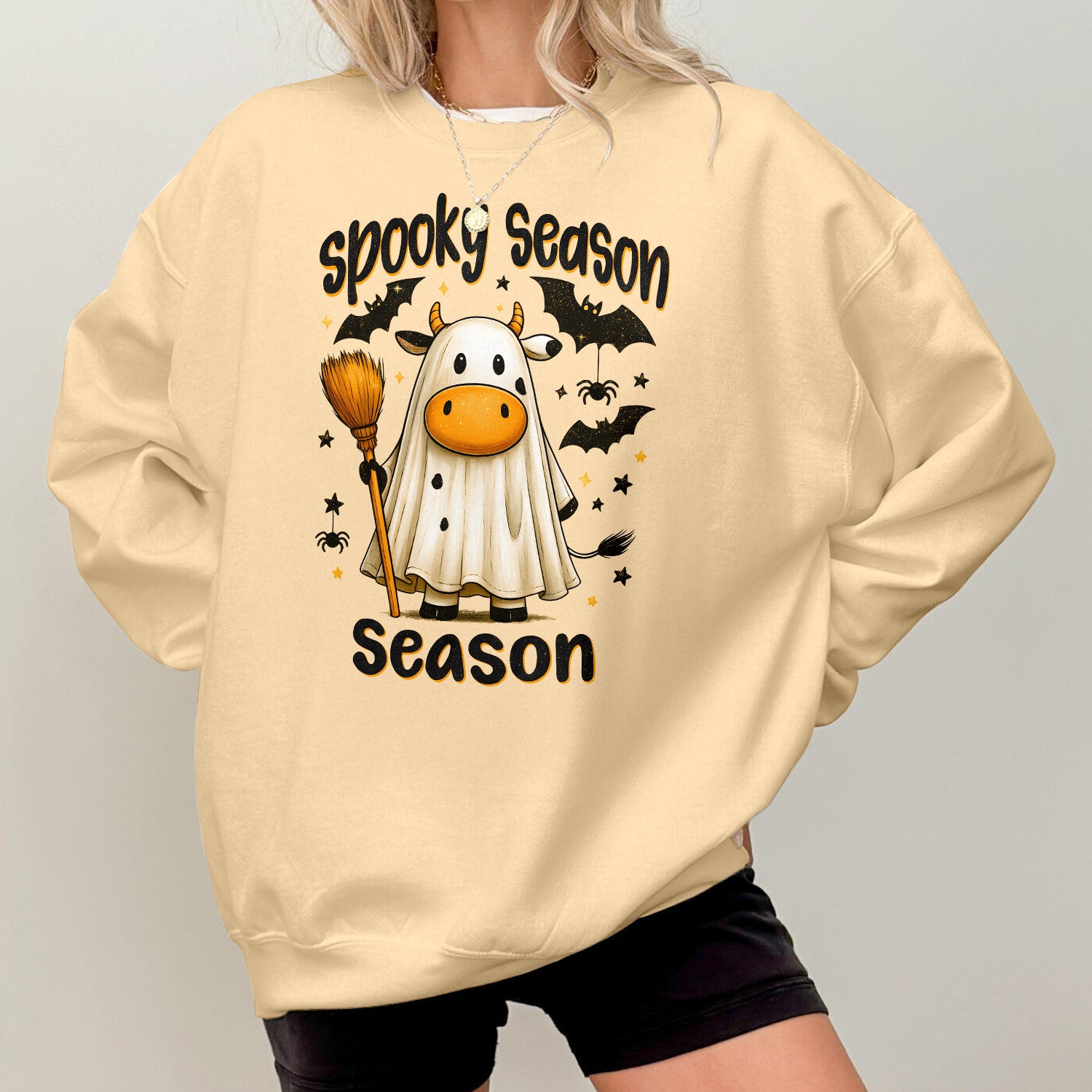 Bikergod Funny Ghost Spooky Season Sweatshirt 2D Sizes S - 5XL Halloween Autumn Fall Shirt, Gift For Women Men, Funny Halloween Crewneck TLDH115