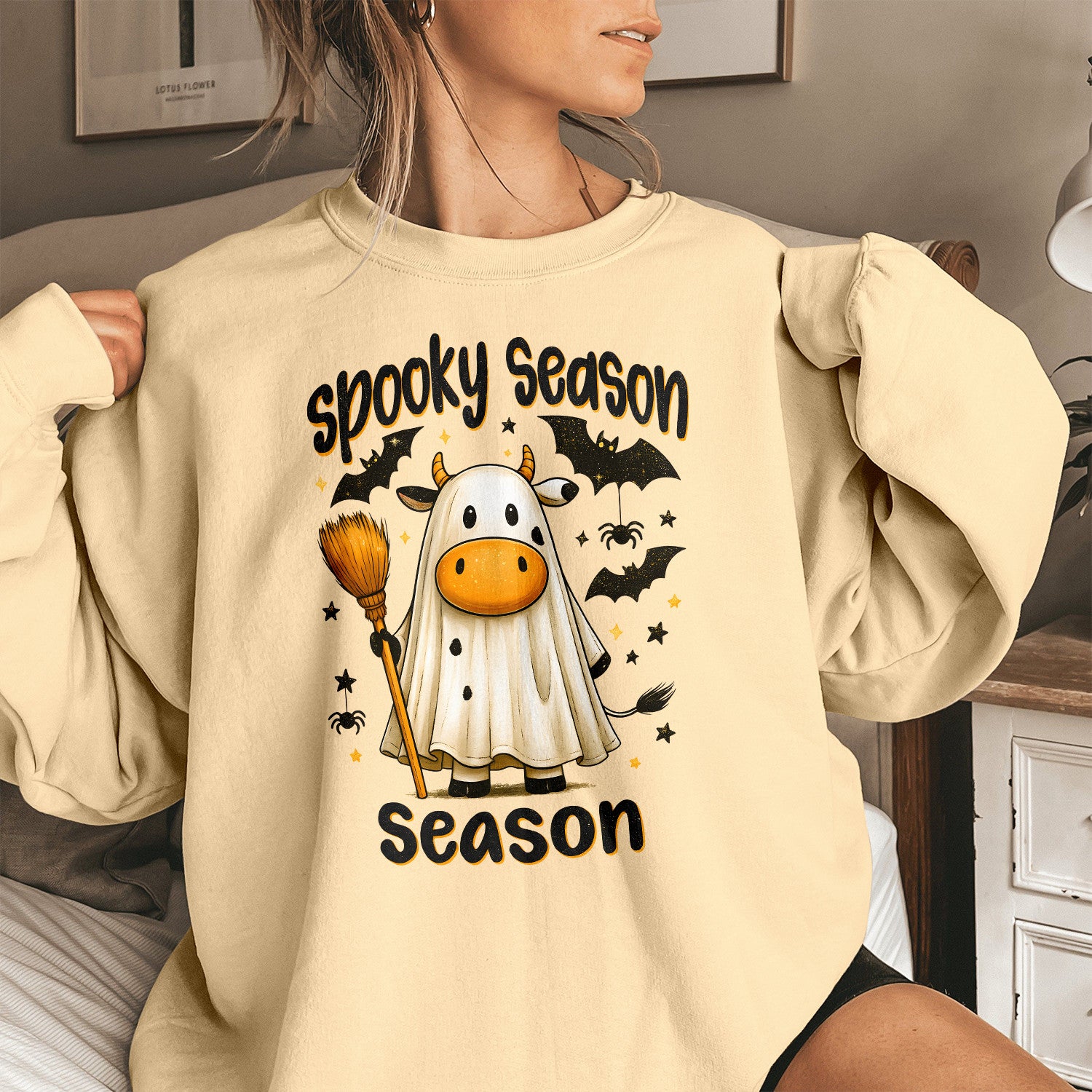 Bikergod Funny Ghost Spooky Season Sweatshirt 2D Sizes S - 5XL Halloween Autumn Fall Shirt, Gift For Women Men, Funny Halloween Crewneck TLDH115
