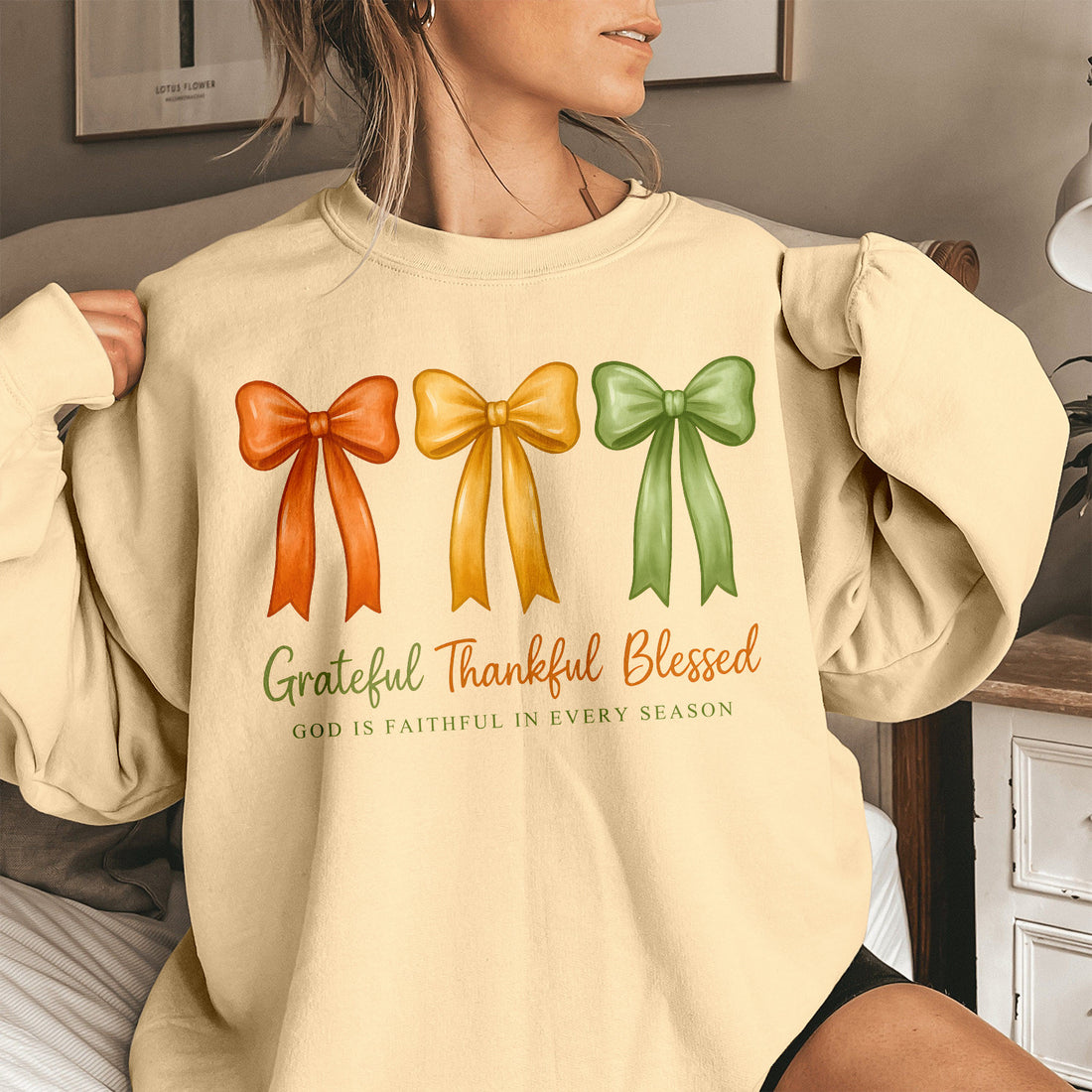 Bikergod Grateful Thankful Blessed Sweatshirt 2D Sizes S - 5XL Halloween Autumn Fall Shirt, Gift For Women Men, Funny Thanksgiving Crewneck TLDH117