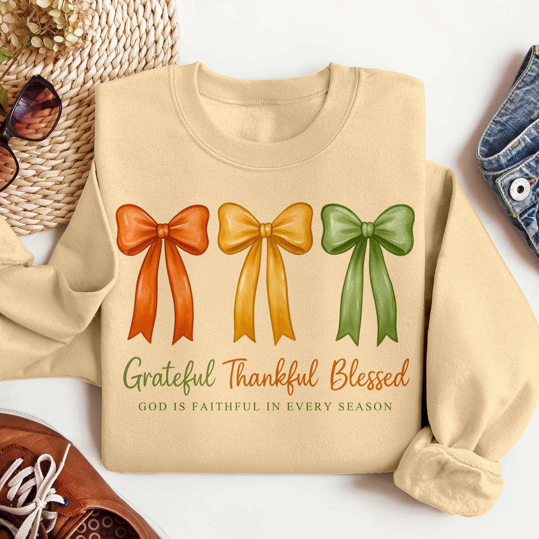 Bikergod Grateful Thankful Blessed Sweatshirt 2D Sizes S - 5XL Halloween Autumn Fall Shirt, Gift For Women Men, Funny Thanksgiving Crewneck TLDH117