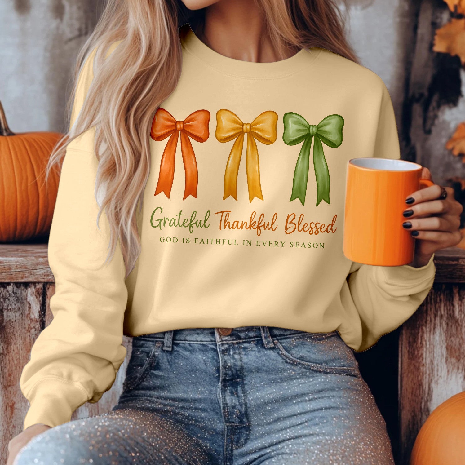 Bikergod Grateful Thankful Blessed Sweatshirt 2D Sizes S - 5XL Halloween Autumn Fall Shirt, Gift For Women Men, Funny Thanksgiving Crewneck TLDH117