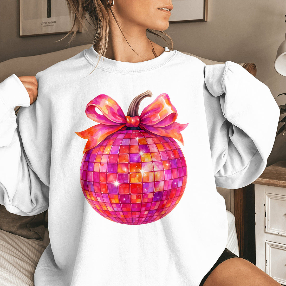 Bikergod Apple Disco Music Sweatshirt 2D Sizes S - 5XL Halloween Autumn Fall Shirt, Gift For Music Lovers, Funny Dancing Fall Crewneck TLDH119