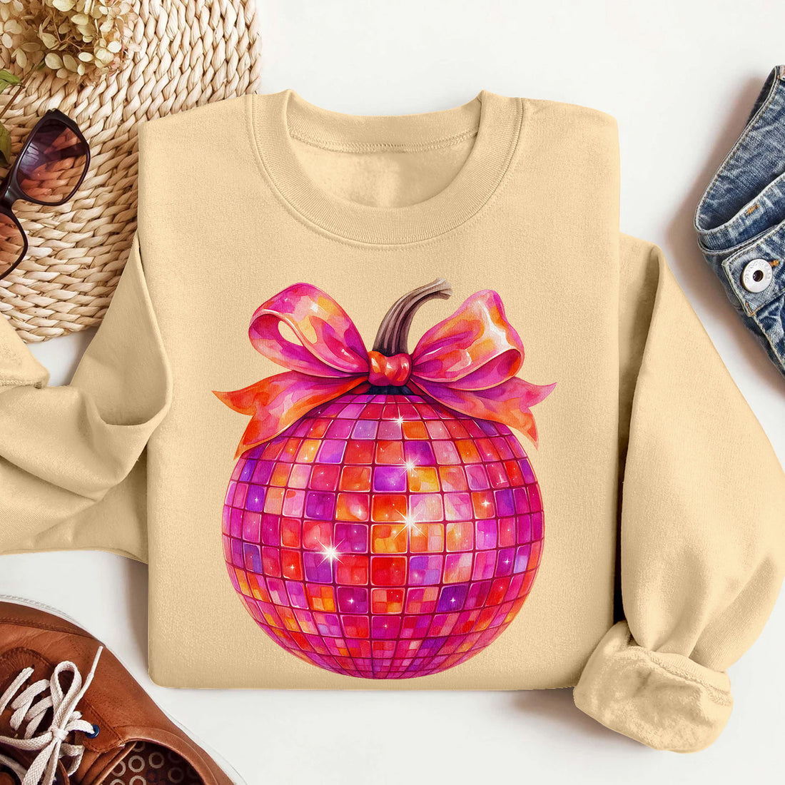 Bikergod Apple Disco Music Sweatshirt 2D Sizes S - 5XL Halloween Autumn Fall Shirt, Gift For Music Lovers, Funny Dancing Fall Crewneck TLDH119