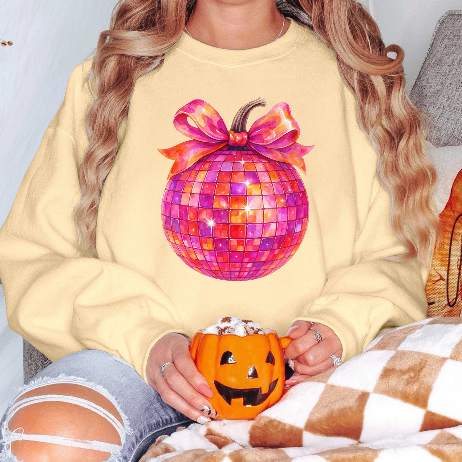 Bikergod Apple Disco Music Sweatshirt 2D Sizes S - 5XL Halloween Autumn Fall Shirt, Gift For Music Lovers, Funny Dancing Fall Crewneck TLDH119