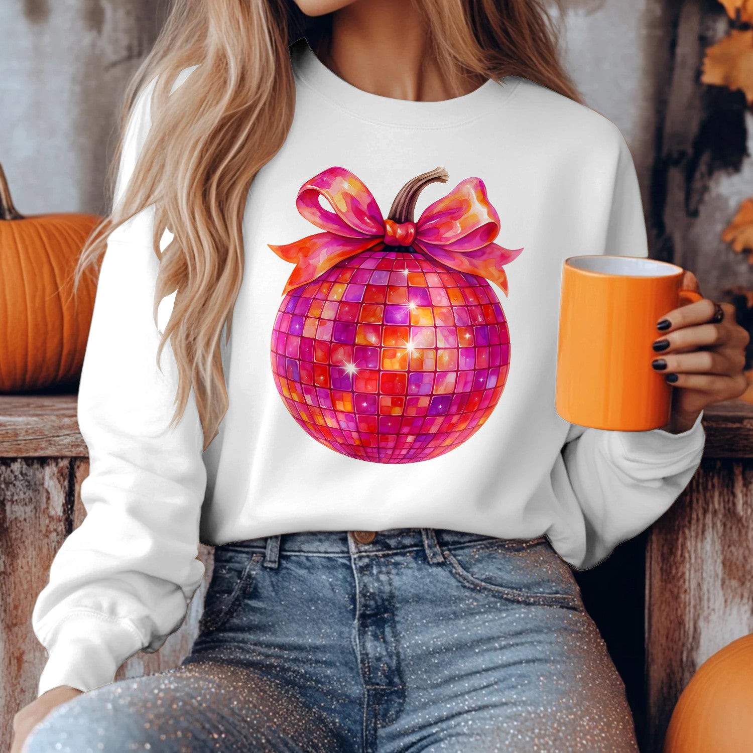 Bikergod Apple Disco Music Sweatshirt 2D Sizes S - 5XL Halloween Autumn Fall Shirt, Gift For Music Lovers, Funny Dancing Fall Crewneck TLDH119