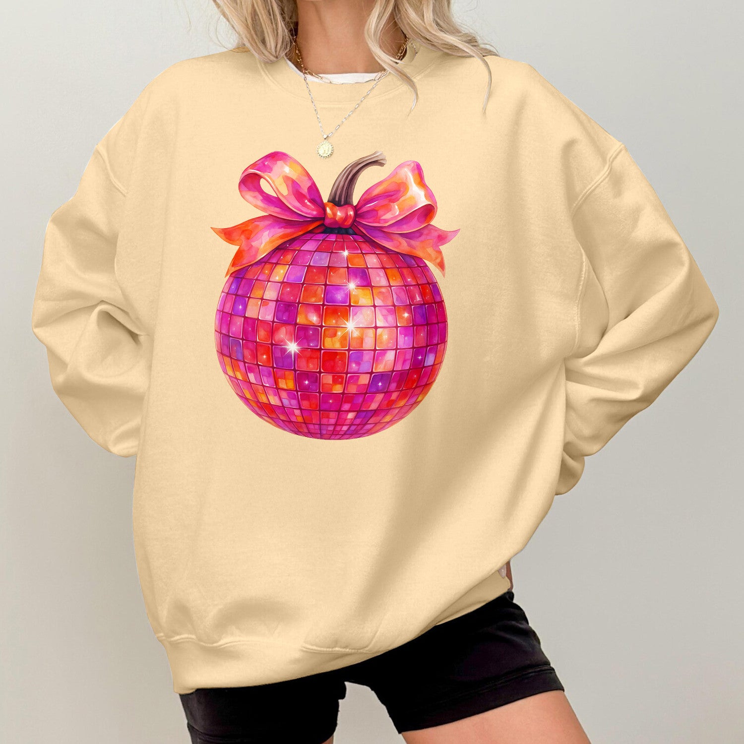 Bikergod Apple Disco Music Sweatshirt 2D Sizes S - 5XL Halloween Autumn Fall Shirt, Gift For Music Lovers, Funny Dancing Fall Crewneck TLDH119