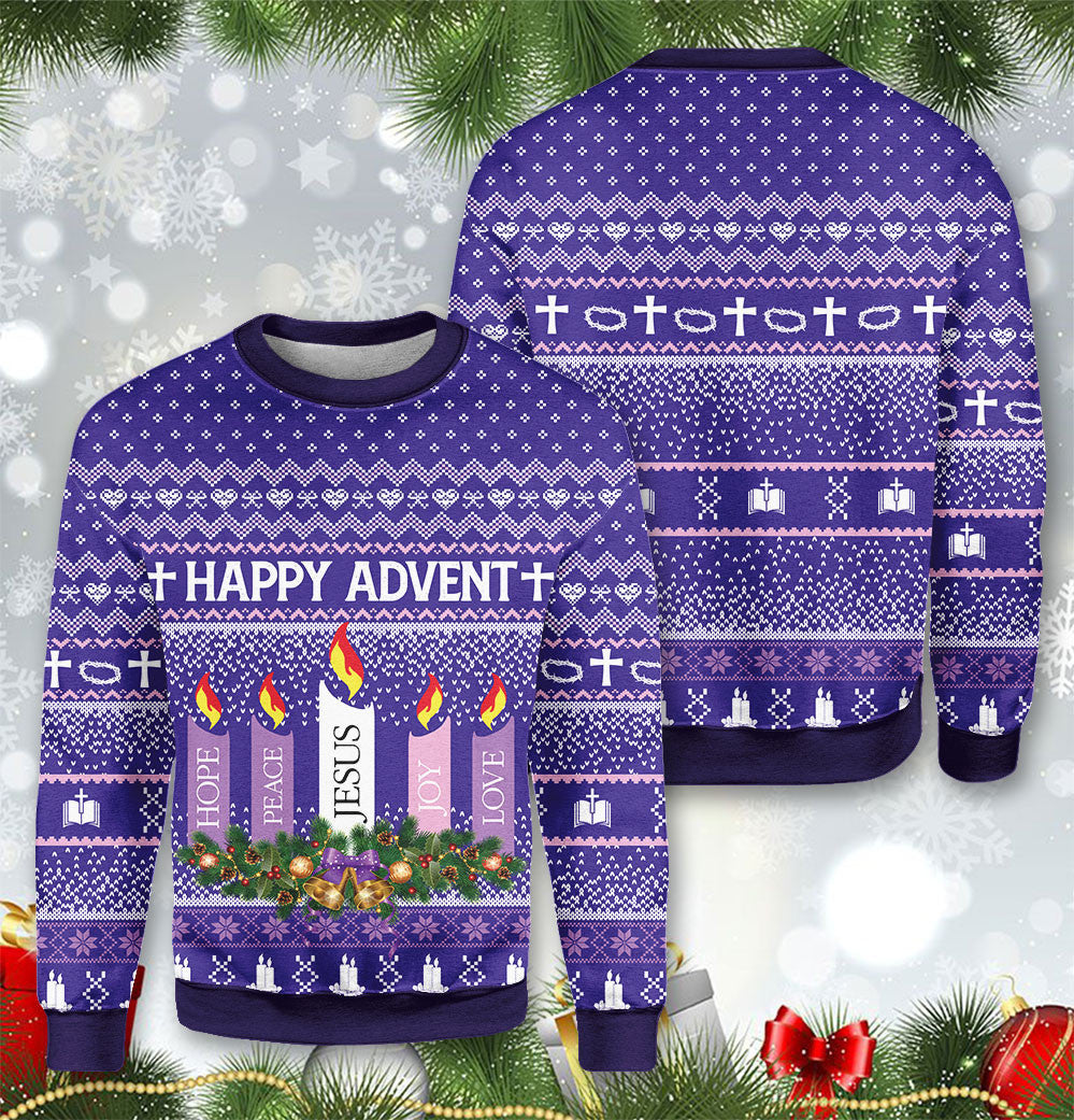 Bikergod Happy Advent Christmas Ugly Sweater Design 3D Full Printed Sizes S - 5XL - Jesus Lover - Xmas Sweater 3D TLDH128
