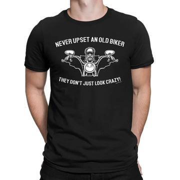 Bikergod Motorcycle Never Upset An Old Biker T-shirt, Crew-neck Sweatshirt, Hoodie, Tank Top, V-neck T-shirt Design 2D Full Printed Sizes S - 5XL - NABI361