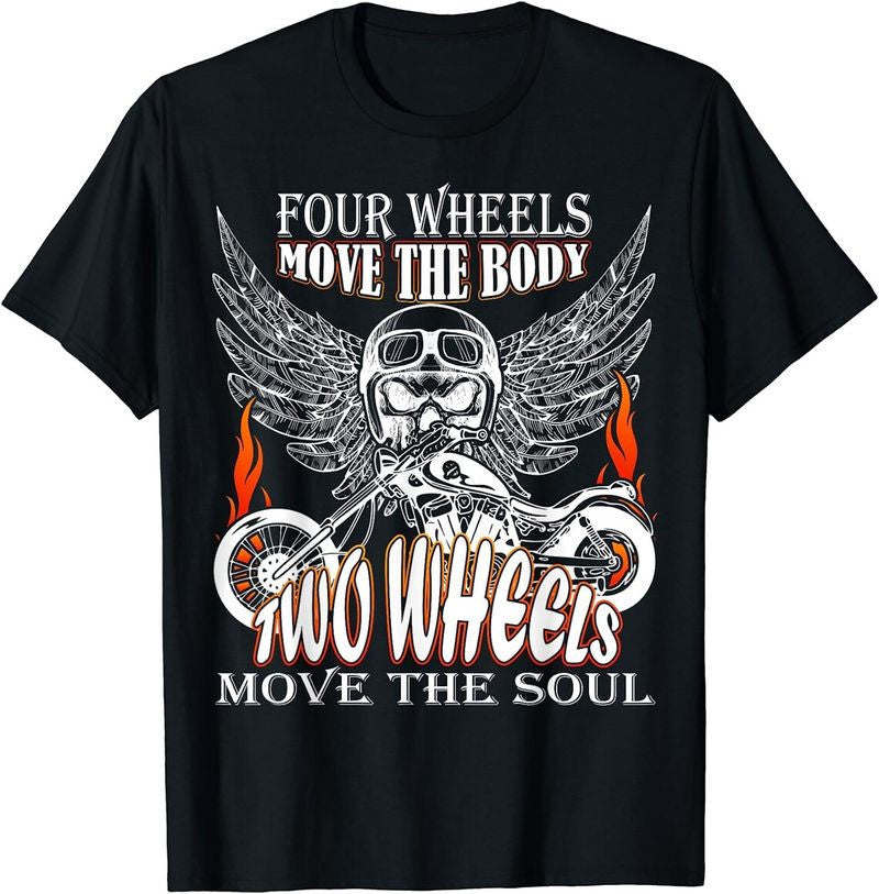 Bikergod Motorcycle Two Wheels Move The Soul T-shirt, Crew-neck Sweatshirt, Hoodie, Tank Top, V-neck T-shirt Design 2D Full Printed Sizes S - 5XL - NABI330