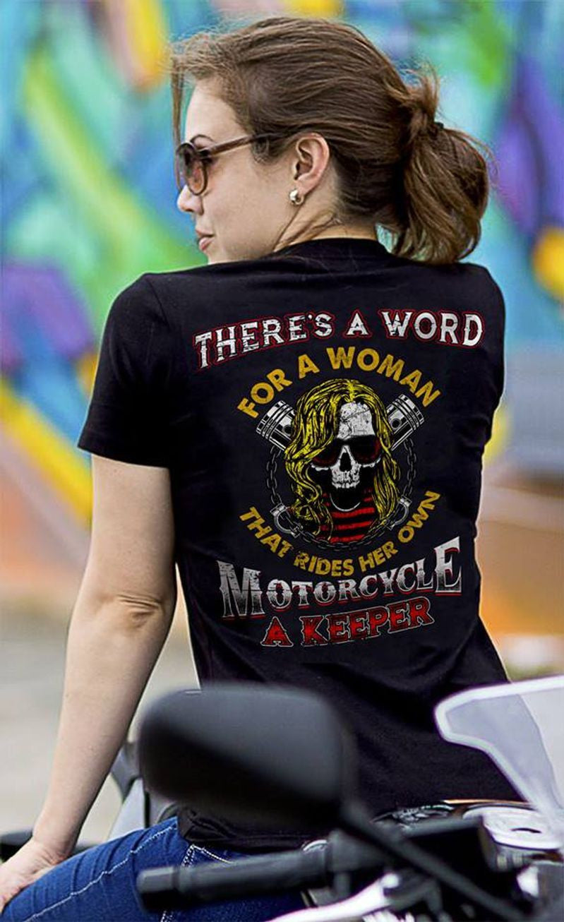 Bikergod Motorcycle There?s A Word For A Woman T-shirt, Crew-neck Sweatshirt, Hoodie, Tank Top, V-neck T-shirt Design 2D Full Printed Sizes S - 5XL - NABU289