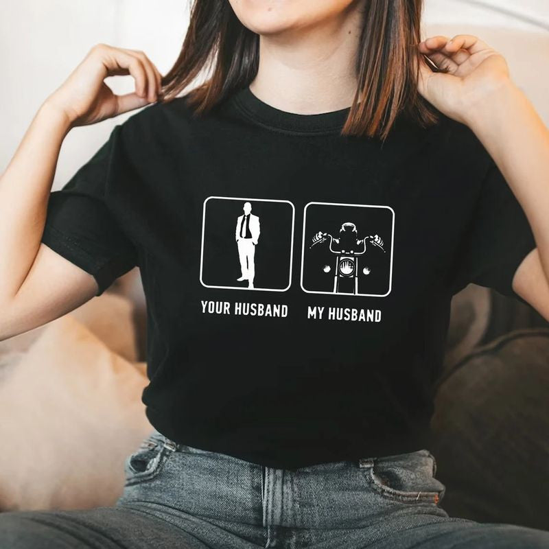 Bikergod Motorcycle Your Husband My Husband T-shirt, Crew-neck Sweatshirt, Hoodie, Tank Top, V-neck T-shirt Design 2D Full Printed Sizes S - 5XL - NABI322