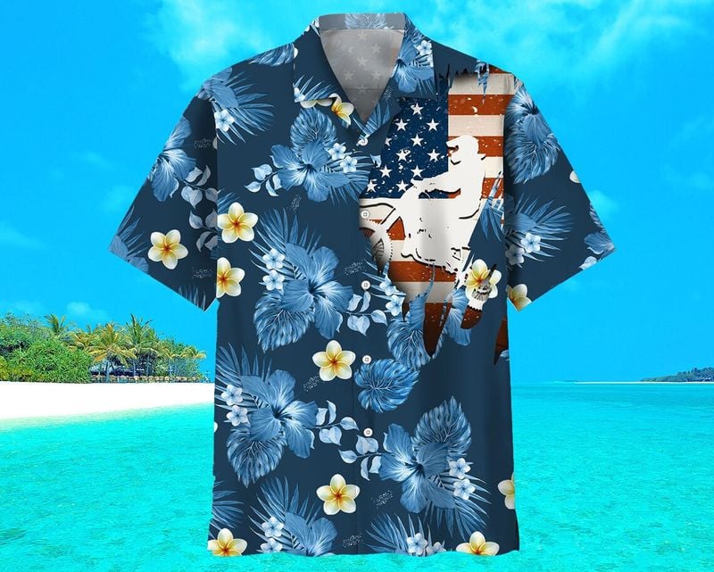 Bikergod Motorcycle Racing Floral USA FLag COTTON Hawaii Shirt Design 3D Full Printed Sizes S - 5XL NABI335