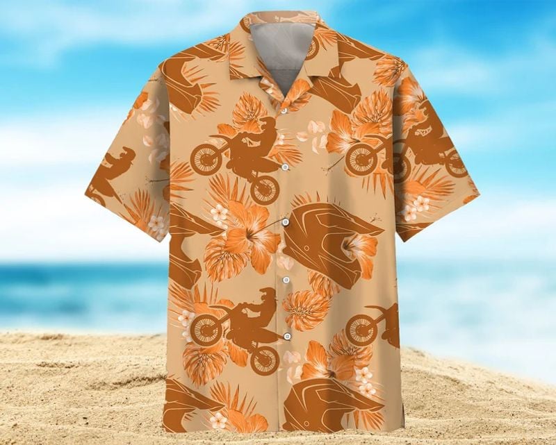 Bikergod Motorcycle Dirt Bike Helmet Floral Hawaii Shirt Design 3D Full Printed Sizes S - 5XL NABI343