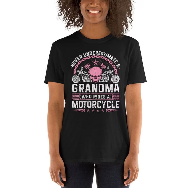 Bikergod Motorcycle Never Underestimate A Grandma Who Rides A Motorcycle T-shirt, Crew-neck Sweatshirt, Hoodie, Tank Top, V-neck T-shirt Design 2D Full Printed Sizes S - 5XL - NABI307