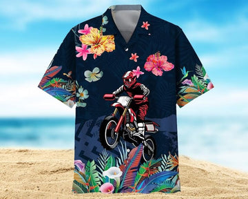 Bikergod Motorcycle Flower Colorful Dirt Bike Hawaii Shirt Design 3D Full Printed Sizes S - 5XL NABI345