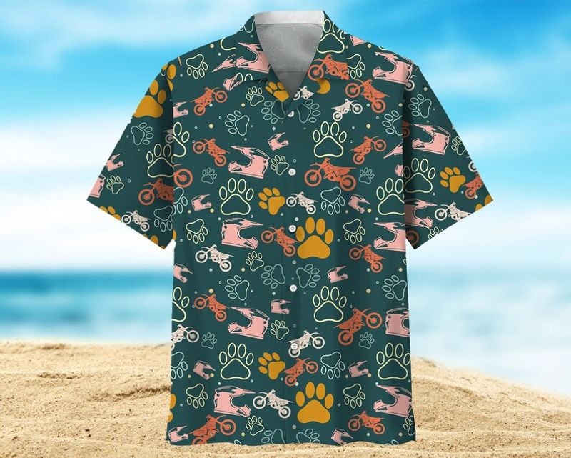 Bikergod Motorcycle Motocross Helmet Dog Paw Hawaii Shirt Design 3D Full Printed Sizes S - 5XL NABI338