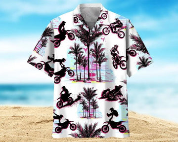 Bikergod Motorcycle Dirt Bike Palm Tree Hawaii Shirt Design 3D Full Printed Sizes S - 5XL NABI344