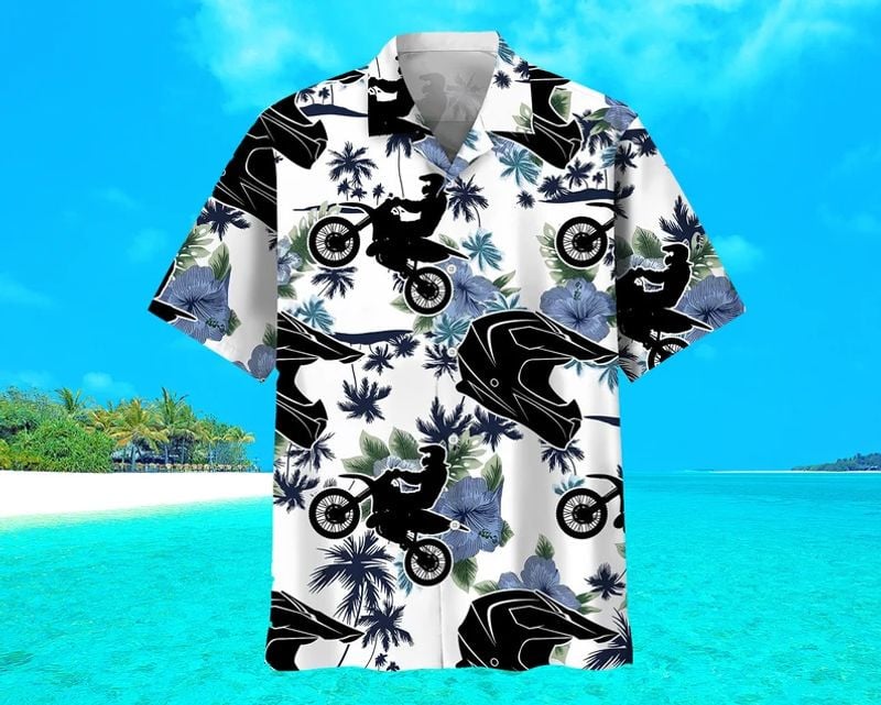 Bikergod Motorcycle Dirt Bike Racing Palm Tree Floral Hawaii Shirt Design 3D Full Printed Sizes S - 5XL NABI348